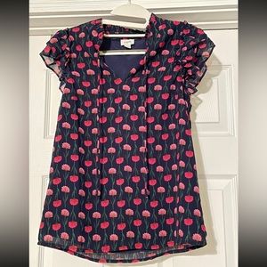 J. Crew Short-Sleeve Ruffle-Shoulder Top XXS